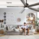 Heimo 60 Inch Wood Outdoor Ceiling Fan with Light and Remote for Patios Living Room Bedroom Office 5 Blades Dc Motor Modern Farmhouse Exteriores Wooden Ceiling Fans with Dimmable Light(Grey)