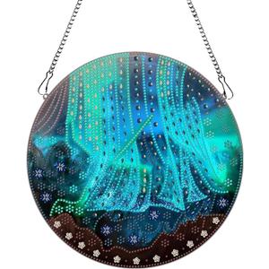 3 x hospitian DIY Hanging Aurora Mountain Diamond Art Pendant Painting Kit, Special Crystal Gem Craft Painting Kit Ornament