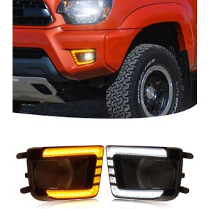 LED Fog Lights Bezel Assemblies for 2012-2015 Toyota Tacoma DRL Amber Turn Signal Fog Lamps Cover Toyota Tacoma Accessories