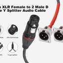 XLR Pass Through Cable,2FT,XLR Female to D-Type 2 Male Splitter Cable,20AWG 6N Silver-Plated Copper Conductor No Solder,for Stage Box,Patch Panel,Floor Box-No Solder Pro Audio Installations