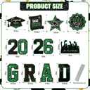 Graduation Yard Signs Class of 2026 Decorations, 11pcs Green and Black Congrats Grad 2026 Lawn Yard Sign with Stakes, 2026 Sign for High School College Indoor Outdoor Graduation Party Decor Supplies