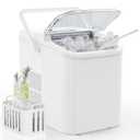 DUMOS Ice Makers Countertop with Handle Ice Machine, Fast in 6 Mins, 26lbs in 24 Hours, Quiet Self-Cleaning, Compact Size Portable for Home, Kitchen, RV, Camping, White