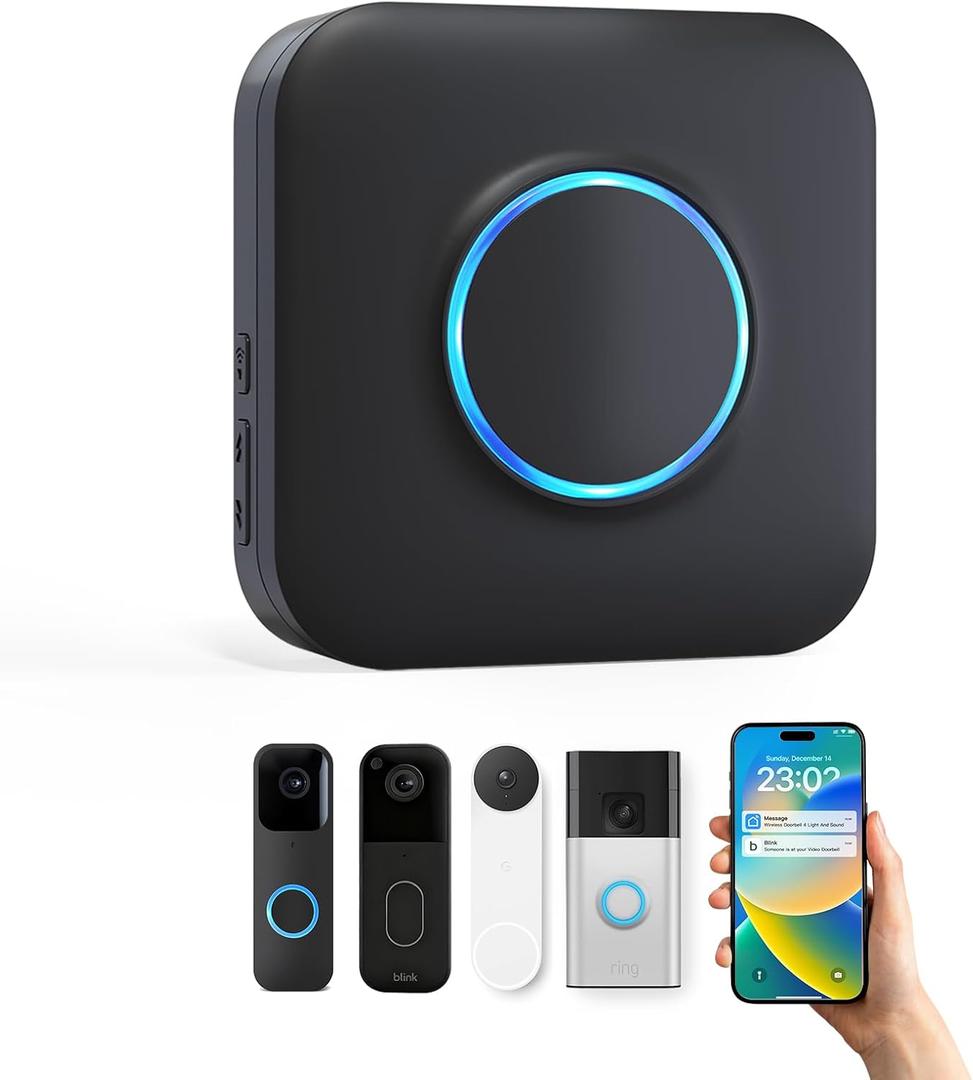 WIFI Doorbell Chime for Google Nest, Ring, Blink - Wireless Doorbell Extender with LED Flash Alert, No Transmitter Needed, Easy Setup Receiver (1 Pack)