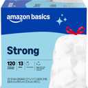 Amazon Basics Trash Bags, Tall Kitchen Drawstring, Unscented, 13 Gallon, 120 Count, Pack of 1