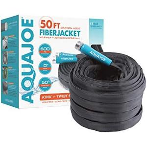 Aqua Joe AJFJH50-58-PRO FiberJacket Non-Expanding Kink-Free Garden, RV, Marine and Camper Hose, Ultra-Lightweight, Drinking Water Safe, ft, 50-Feet x 5/8-Inch