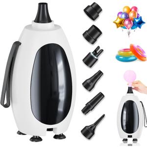 Balloon Pump Electric, Portable Balloon Inflator Air Pump Balloons Blower Machine with 6 Different Nozzles for Party Balloons Decorations Inflator Deflator for Inflatables Pool Floats Air Beds