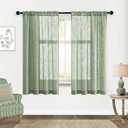 Light Green Curtains 63 Inch Length for Nursery Boy,Boho Neutral Linen Look Window Curtain Sheers Drapes 63 Inches Long 2 Panels Set for Bedroom,Rod Pocket,Sage