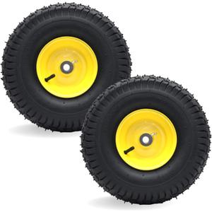 AR-PRO Exact Replacement 15" x 6.00-6" Front Tire and Wheel Assemblies Compatible with John Deere Riding Mowers 100 and D100 Series - 3" Centered Hub and 3/4" Bushings, 4Ply Pneumatic (Set of 2)