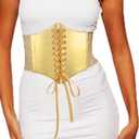 Yalice Women Corset Dress Belt Gold Wide Elastic Waist Belts Thick Stretchy Renaissance Costume Accessories (Fits Waist Size:31''-35'')