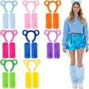 8 Sets of Halloween Bear Costume for Women, Colorful Bear Ears Headband and Faux Fur Fuzzy Leg Warmers Animal Ears Headwear Furry Boot Covers for Adult Cosplay Halloween Costume Accessories
