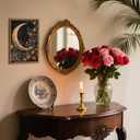 Moody Moon Floral Wall Art Dark Academia Goth Moon Wall Decor Painting Vintage Flower Celestial Artwork 3D Texture Sandstone for Bedroom Living Room 16x24 inch Wood Framed