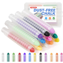 magostar Dustless Chalk for Kids, 12 Pcs NonToxic Washable Sidewalk Chalk Pens, Vibrant Colored Chalk for Chalkboard & Blackboard Drawing, Wet Erase Easy Clean Art Set