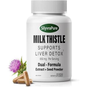 Milk Thistle for Women Supports Liver Detox & Cleanse, Hormone Balance & Skin Clarity | Dual Formula 650mg, 80% Silymarin, No Fillers, Pullulan Capsules, Non-GMO, 60 Capsules