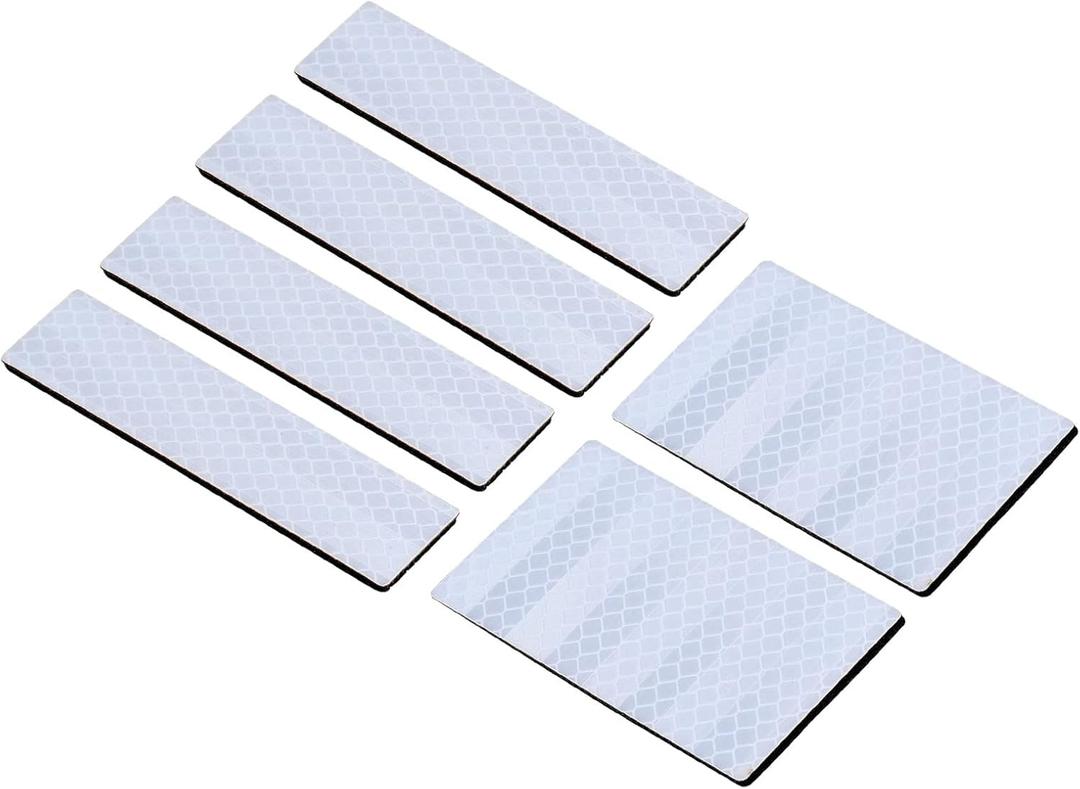 PATIKIL Reflective Patch 1x4 2x3, 6 Pcs Hook and Loop Fastener Safety Appliques for Night Sportsperson Worker Hiker, White