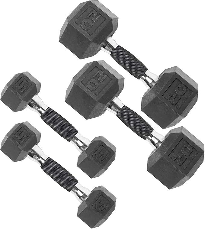 CAP 50 lbs Coated Dumbbell Set | Multiple Styles, 5LBx2, 20lbx2 Set