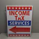 VIBE INK Large 18" x 24" Inches "Income Tax Services" Directional Arrow Yard Sign with H-Metal Stake Included - DOUBLE SIDED Left/Right Arrow Tax Return Season UV PRINTED COLORS! Made in America (1)
