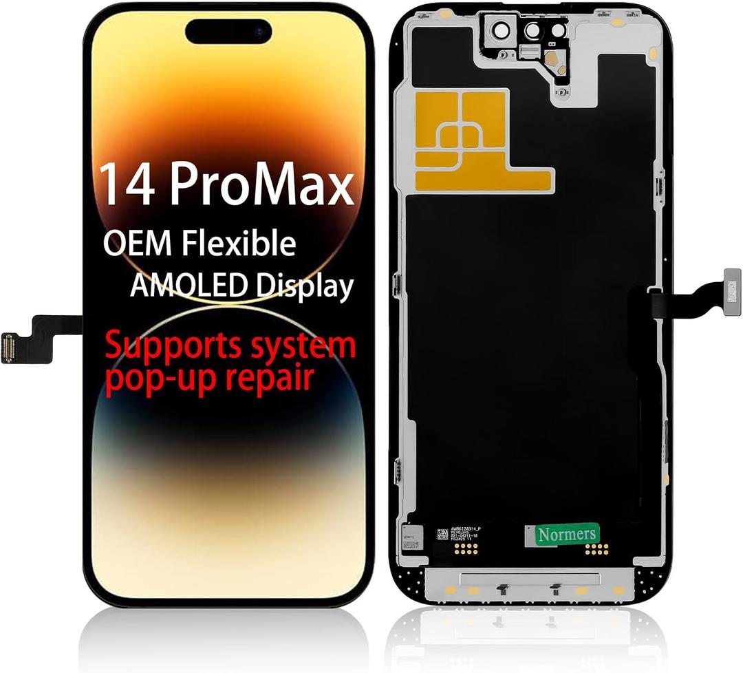 Fixes System Pop-UpsOEM Grade Quality For iPhone 14 Pro Max Screen Replacement, 6.7 Inch AMOLED Display with ProMotion 120Hz, Includes 3D Touch lcd Digitizer, Repair Tools and Protective Film