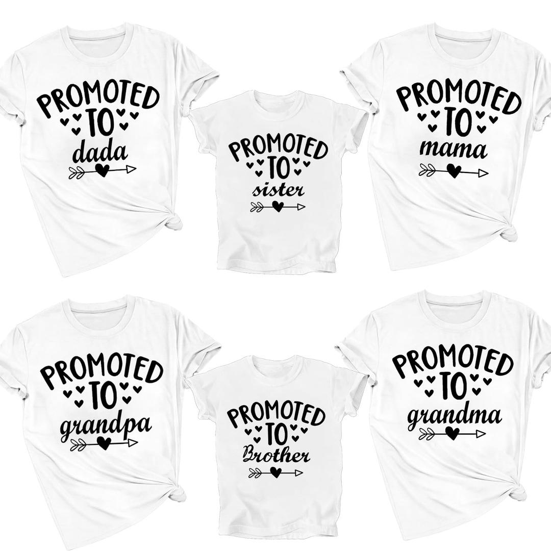 Wlen Promoted to Shirts for Family Pregnancy Reveal Boys Girls T-Shirt Baby Announcement Family Matching Tee Tops White (White)