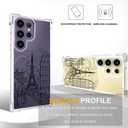 ENDIY Compatible with Samsung Galaxy S24 Ultra Cases with Design, Cute Transparent Designer Phone Case for Women Girls Girly with Heavy Duty Protective Bumper (Clear Paris City Eiffel Tower)