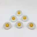 Daisy Vintage Resin Hand Painted Drawer Pulls Cabinet Knobs Handles Country Kitchen Home Decoration White Pack of 6