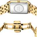 Gold Watches for Women with Vintage Rectangular Case,White Roman Dial,Stainless Steel Band,Adjustment Tool Included,Water Resistant