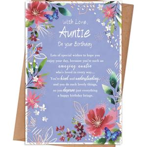 2 x Aunt Birthday Card, Happy Birthday Card Gifts for Aunt from Niece Nephew