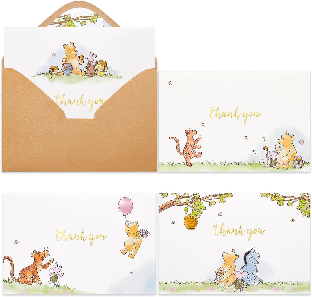 Crisky 50 Pack Cute Bear Thank You Cards Blank Inside with Envelopes and Stickers for Birthdays, Baby Showers, Friendsgiving
