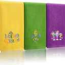 FuWeave 3 Pack Mardi Gras Hand Towels 13.4 x 29.2 Inch Cotton Embroidered Wine Mardi Gras Fleur De LYS Bathroom Towel Absorbent Decorative for Hand Drying Cleaning Gift