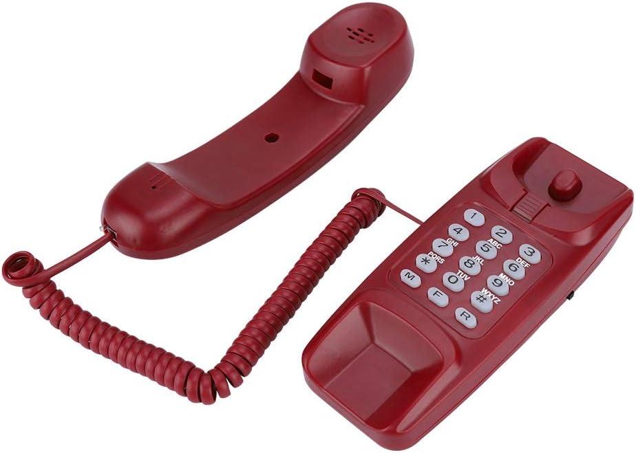 Yoidesu Wall Corded Telephone,Wall Mount & Landline Phone with Mute and Flash Function (red)