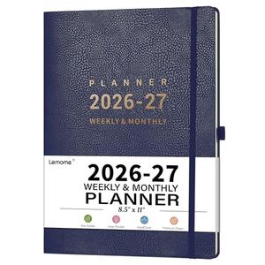 Planner 2026-2027 - Jul 2026 - Jun 2026, 8.5" x 11" 2026-2027 Planner Weekly and Monthly, Faux Leather Cover, Pen Holder, Pocket, 25 Notes Pages, A4 Premium Paper - Blue