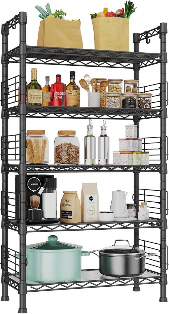 FUTASSI Large Metal Storage Rack, Storage Organizer Shelves for Kitchen, 9.4 x 29.5 x 59.2
