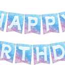 Hooqict Frozen Happy Birthday Banner Birthday Party Decorations Snowflake Party Banner Garland Sign for Kids Girls Boys Winter Wonderland Decorations Christmas Holiday Frozen Themed Party Supplies