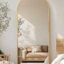 Full Length Mirror, 58"x19" Floor Mirror, Arch Floor Standing Mirror Freestanding Arch Full Body with Stand for Bedroom, Hanging Mounted for Living Room Cloakroom, Gold