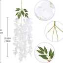 White Artificial Wisteria Hanging Flowers 5Pcs Realistic Fake Hanging Flowers 33" Silk Wisteria Vine Rattan for Wedding Arch Party Backdrop Home Wall Garden Outdoor Decorations (White)