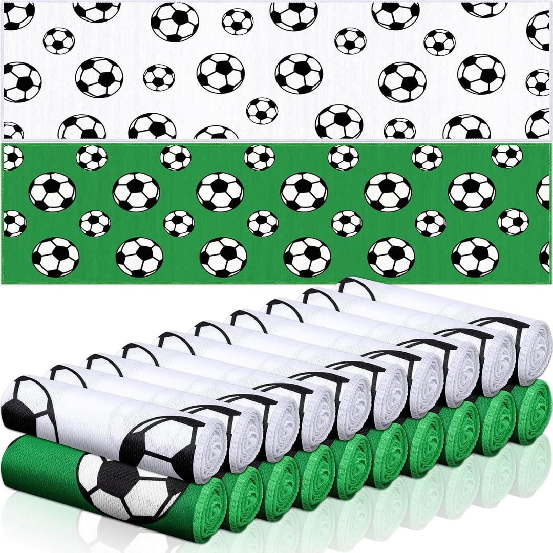 24 Pcs Sports Cooling Towels Baseball Basketball Softball 40 x 12 Inch Breathable Soccer Football Volleyball Microfiber Ice Towel Fast Drying for Sport Party Favors Team Gift(White,Soccer)
