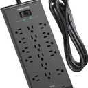 Power Strip 10 Ft, HANYCONY Surge Protector with 16 Outlets 4 USB Ports(2 USB C), Flat Plug Heavy Duty Extension Cord, 2700 Joules, Wall Mount for Home Office, ETL Listed, Black
