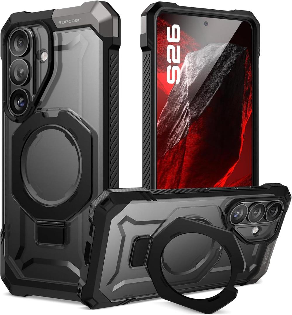 SUPCASE for Samsung Galaxy S26 Case with Kickstand (Unicorn Beetle Grip), [Wireless Charging Compatible] [Military-Grade Protection] Heavy-Duty Magnetic Phone Case for Samsung S26 6.3 Inch, Black