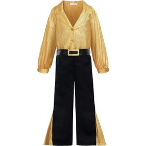 ReliBeauty Kids 70s Boys Disco Costume, 130
