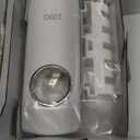 Toothpaste Dispenser and Toothbrush Holder Set, Wall Mounted Automatic Toothpaste Squeezer and Toothbrush Organizer Holder,Restroom Bathroom Accessories (5 Brushes Slots),White