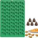 Crethinkaty Mini Christmas Tree Moulds - 100 Cavity Silicone Mould for Gummy, Cookies, Pudding, Jelly & Dog Biscuit