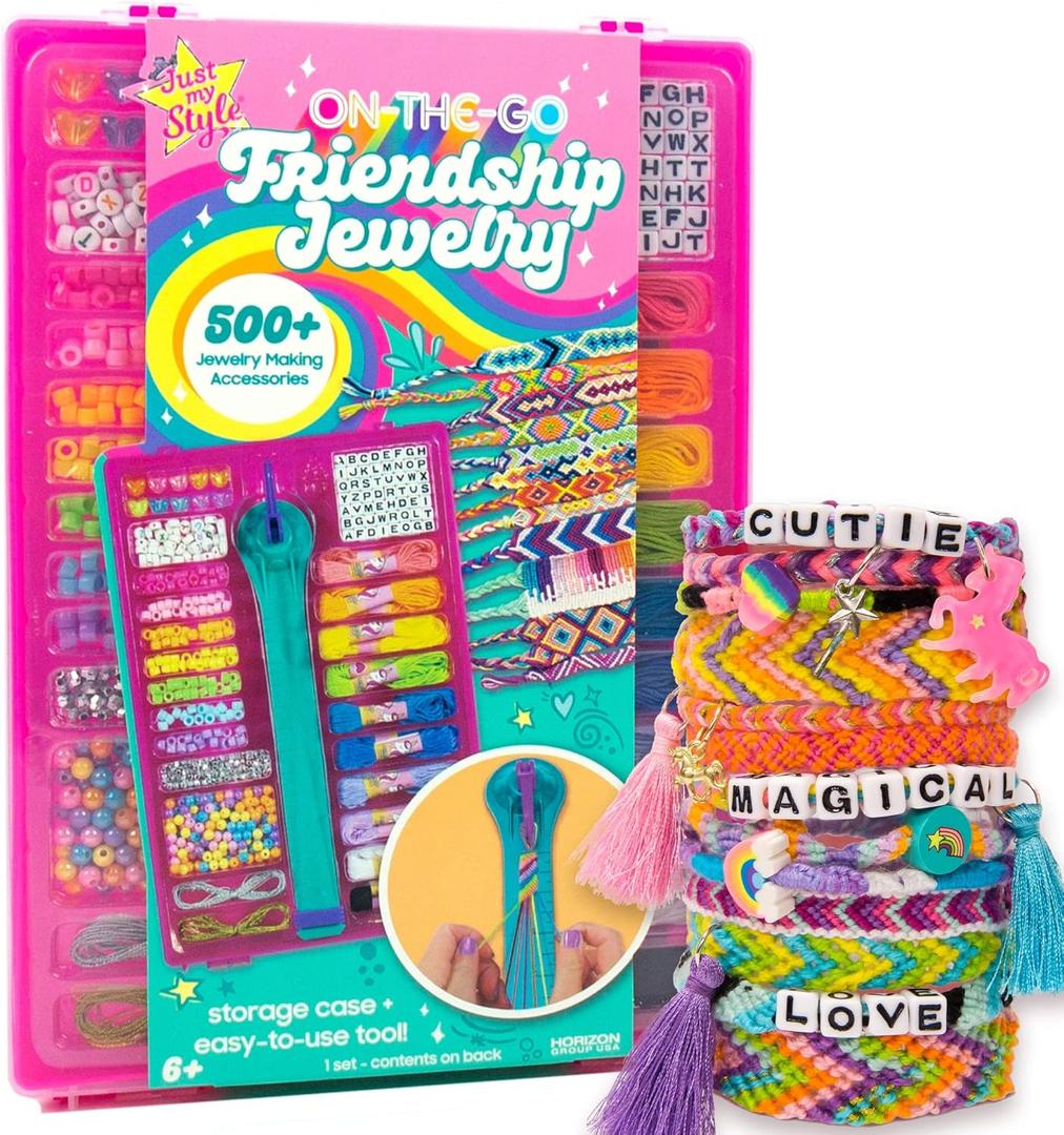 Just My Style On-The-Go Jewelry Studio  Bracelet-Making Travel Kit  DIY Bead & Braid Set for Kids Ages 6+
