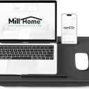 Lap Desk with Cushion, Fits up to 17 inch Laptop, Pillow Designed, Portable Laptop Stand with Tray, Pad & Phone Holder, Home Office for Bed/Couch/Car/Reading/Writing,MillHome (Black)