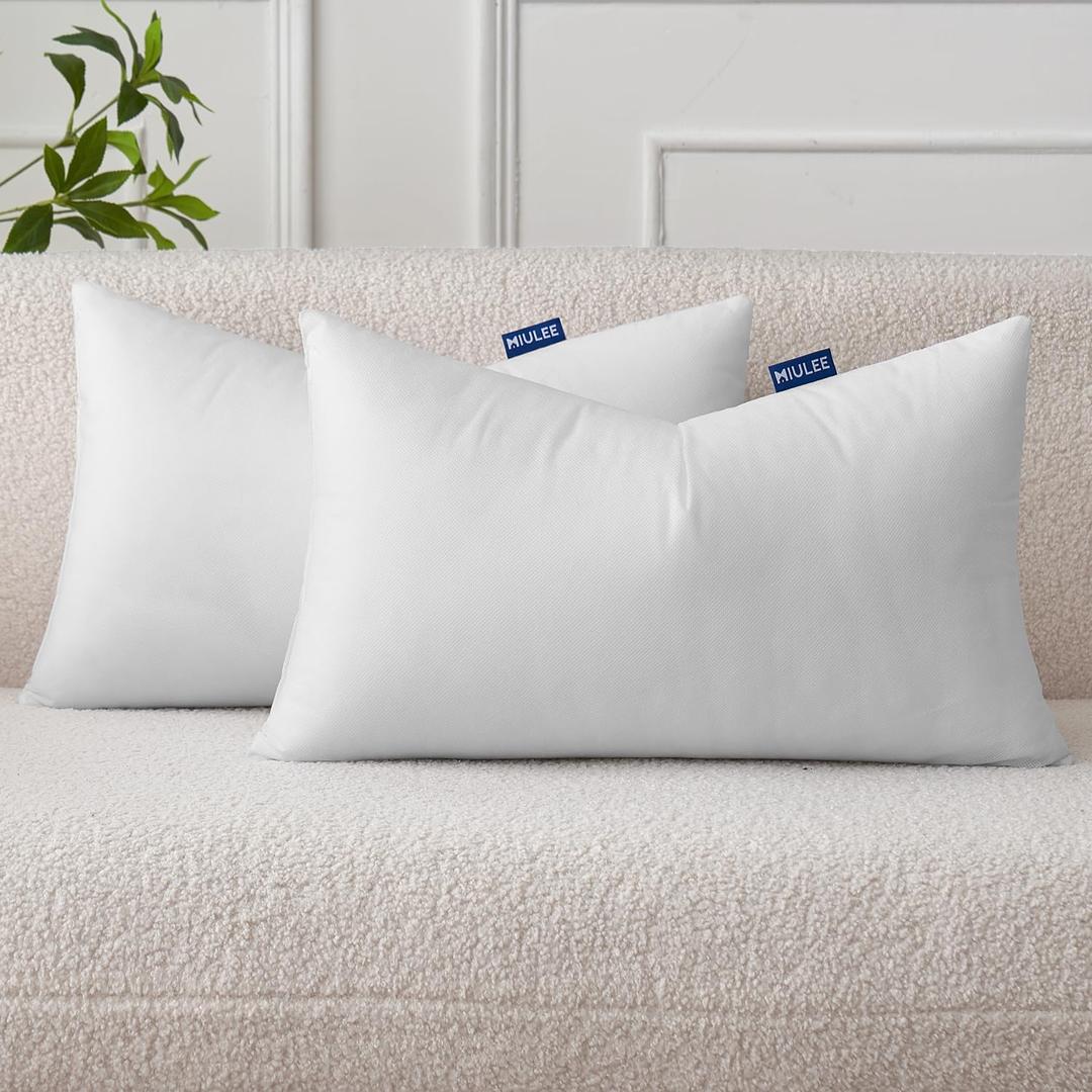 MIULEE Set of 2 Throw Pillow Inserts 12x20 Inches, Nowoven Decorative Pillow Inserts for Living Room