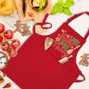 HUGANE Merry Christmas Baking Apron with Pockets, Gifts for Baking Lovers, Holiday Winter Snowflake Christmas Baker Waterproof Adjustable Cooking Apron for Kitchen Dishwashing Grilling