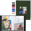 Ywlake Photo Album 4x6 100 Pockets 2 Packs, Small Mini Capacity Linen Photo Album Bulk Sets, Each Pack Holds 100 Top Loader Vertical Only Picture for Kids Boy Girls Green