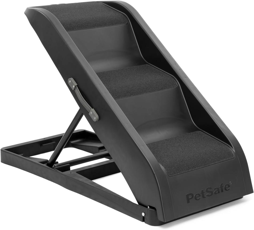 PetSafe Happy Ride Side Door Pet Steps - Easy Access for Back Seat - Adjustable Heights for Cars & SUVs - Lightweight Folding Design - Non-Slip Textured Steps - Supports Dogs Up to 200 lbs