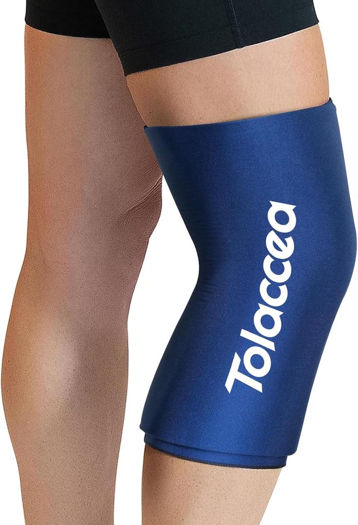 Tolaccea Hot & Cold Therapy Flexible Ice Packs Cold Therapy Compression Sleeve Reusable Gel Pack for Injury Cold Wrap for Knee Calf Elbow (Large (Pack of 1), Blue)