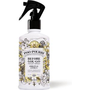 Poo-Pourri Before-You-Go Toilet Spray, Original Citrus, 8 Fl Oz, Up to 400 Uses, Bathroom Odor Deodorizer, Plant-Based with Essential Oils, for Home or Work, Lemon, Bergamot and Lemongrass Scent