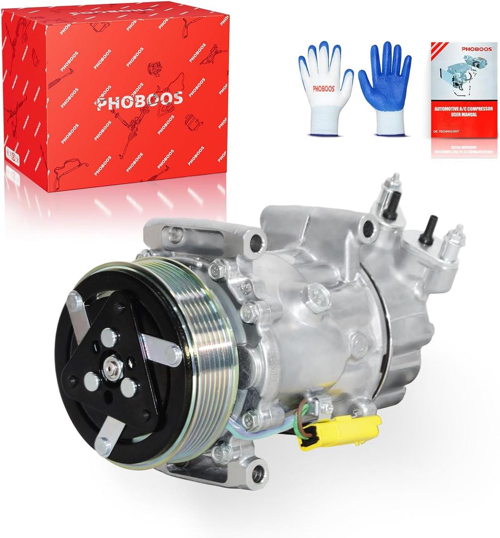 PHOBOOS A/C Compressor with Clutch Compatible with Mini Cooper 2007-2016, Countryman 2011-2016, Paceman 2013-2016, L4 1.6L, Fast Cooling, Low Noise, Easy Installation, Ref. CO-11286C, 98581