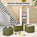 Dcerzxzci Small Storage Baskets for Organizing, Woven Storage Baskets for Shelves, Cotton Rope Basket for Storage, Cute Rectangular Book Toy Green Basket, 12.7"×9.1"×7.9", 4 Packs, Green
